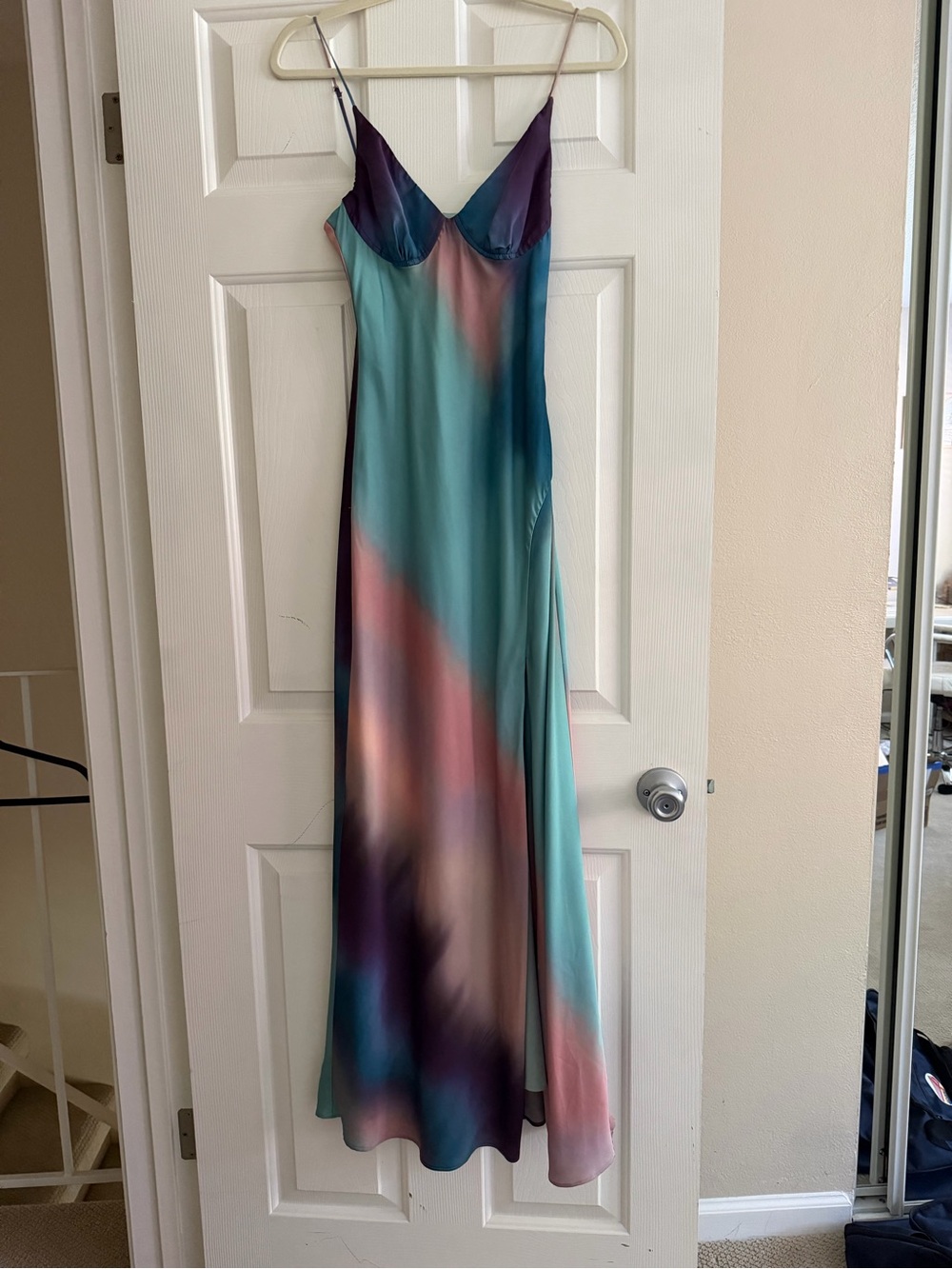 Hutch Teal, Purple & Coral Ombre Slip Maxi Dress